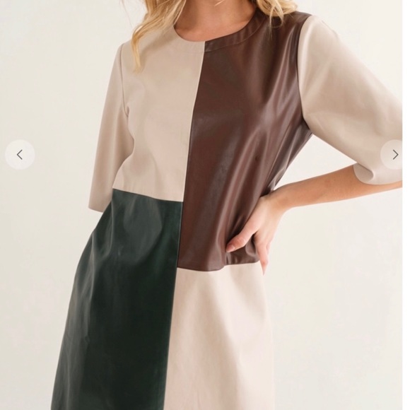 Color Block faux leather dress - Picture 2 of 4